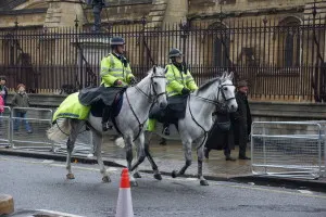 When they ride horses, the "custodial helmet" is replaced by something safer.